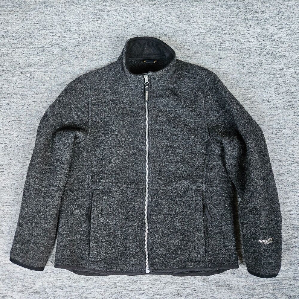 Woolrich Jacket Women M Black Technowool Full Zip Mesh Lined Outdoor Bomber Coat